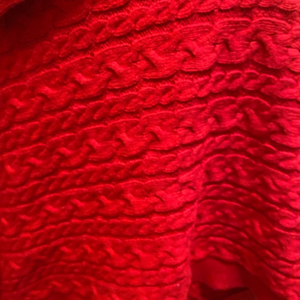 Talbots Split Neck Cable Knit Red Poncho Size Xs - image 6